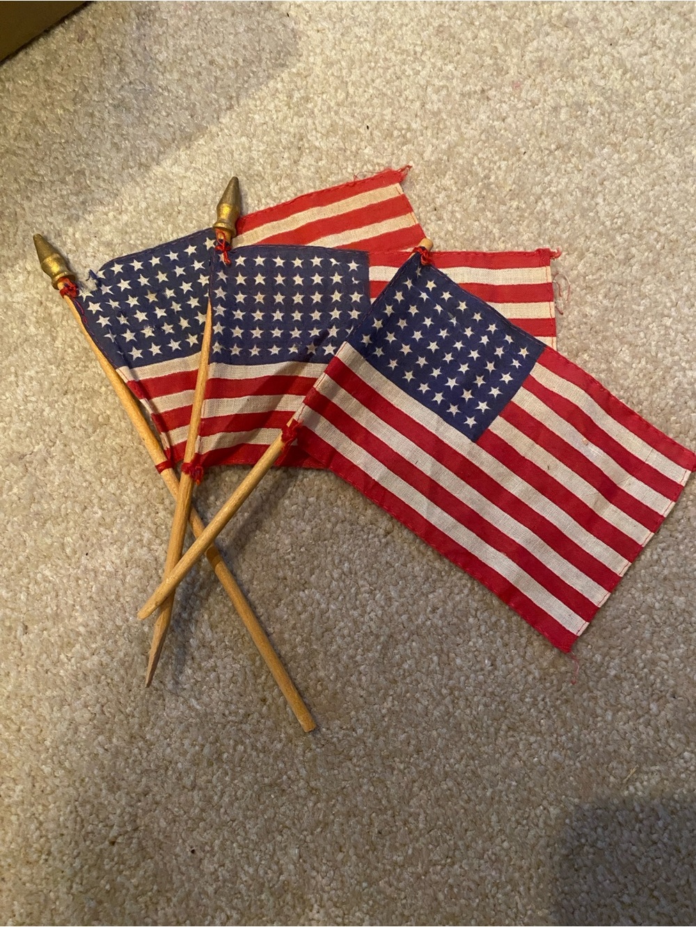 vintage 48-star United States desk flags wooden dowels Pre-1959 Gold Finals